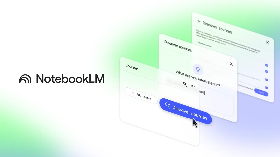 845ffad3j00su4goq0090d000v900hkp 谷歌 AI笔记应用 NotebookLM 新增“发现资料”功能,可自动检索相关网络资源