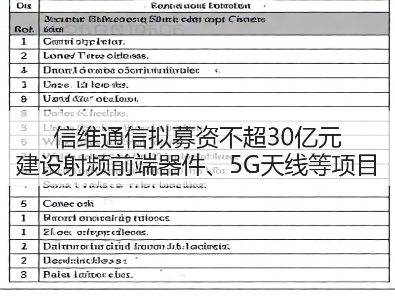 信维通信拟募资不超30亿元 建设射频前端器件、5G天线等项目