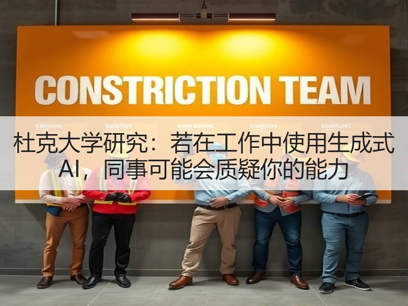 杜克大学研究：若在工作中使用生成式 AI，同事可能会质疑你的能力